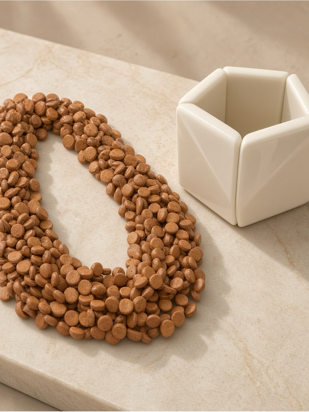 Statement set-Multi Strand Caramel Wood Sylca Bead Necklace & Lucite bracelet